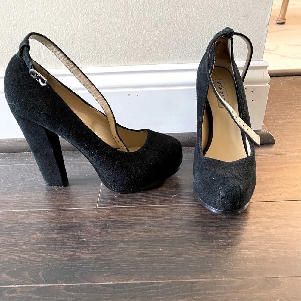 Black suede Steve Madden heels